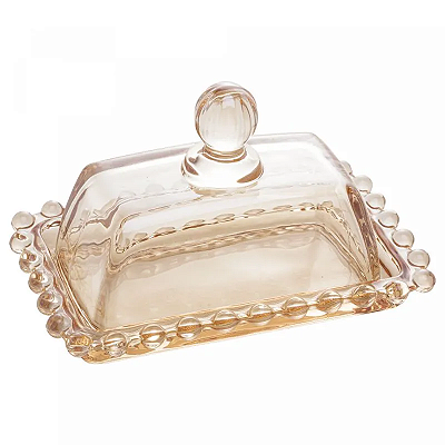 Manteigueira de Cristal Pearl Âmbar