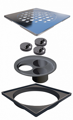 Grelha Quadrada 150Mm Polida Com Acessorios - 5206 - Ralo Linear