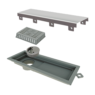 Elleve - Ralo Linear Tiny Pvc 25Cm Acab. Inox Escovado - 2924 - Ralo Linear