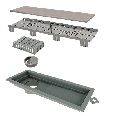 Elleve - Ralo Linear Tiny Pvc 25Cm Acab. Inox Oculto - 2930 - Ralo Linear