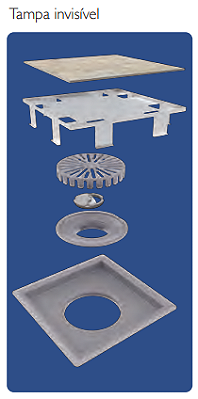 Ralo Inox Quadrata 10X10 Base Em Pvc Com Tampa Invisível