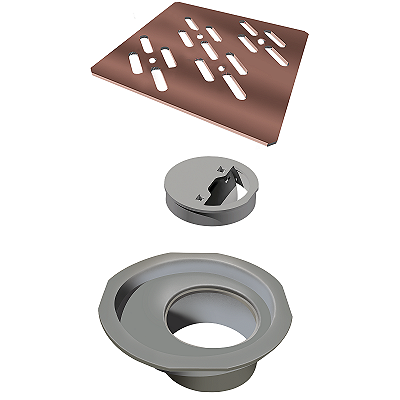 Elleve - Grelha P/ Caixa Sifonada Quadrada 100Mm Rose Gold - 5564 - Ralo Linear