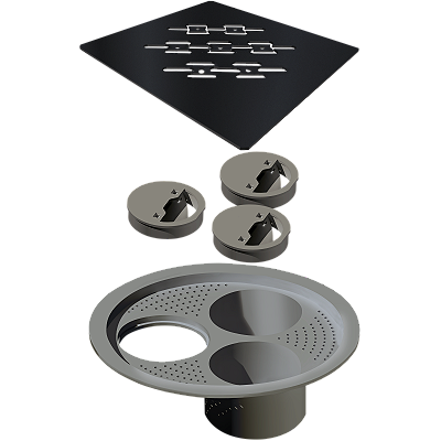 Elleve - Grelha P/ Caixa Sifonada Quadrada 150Mm Black Matte - 4026 - Ralo Linear