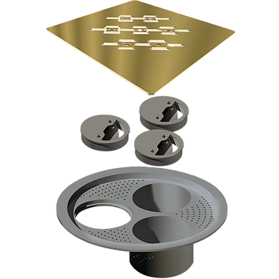 Elleve - Grelha P/ Caixa Sifonada Quadrada 150Mm Gold - 4027 - Ralo Linear