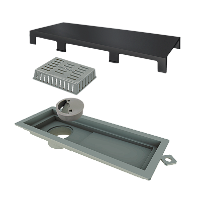 Elleve - Ralo Linear Tiny Pvc 25Cm Acab. Inox Black Matte - 2922 - Ralo Linear