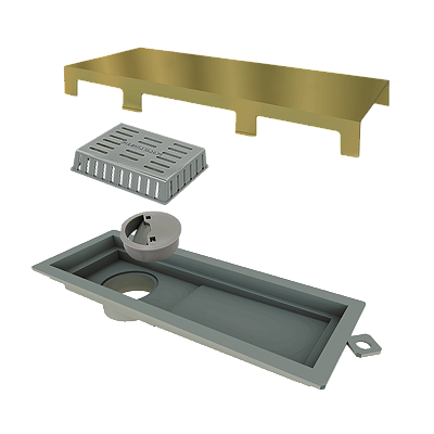 Elleve - Ralo Linear Tiny Pvc 25Cm Acab. Inox Gold - 2921 - Ralo Linear