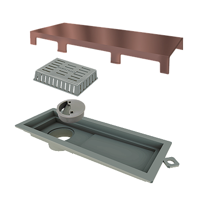 Elleve - Ralo Linear Tiny Pvc 25Cm Acab. Inox Red Gold - 2920 - Ralo Linear