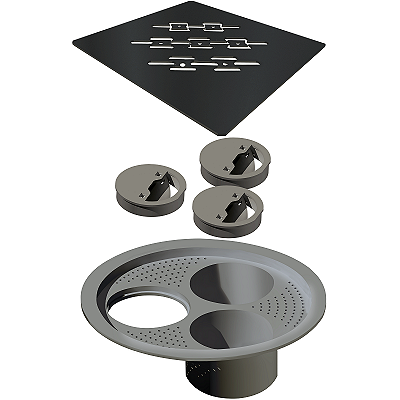 Elleve - Grelha P/ Caixa Sifonada Quadrada 150Mm Grafite - 5569 - Ralo Linear