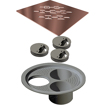 Elleve - Grelha P/ Caixa Sifonada Quadrada 150Mm Rose Gold - 5568 - Ralo Linear