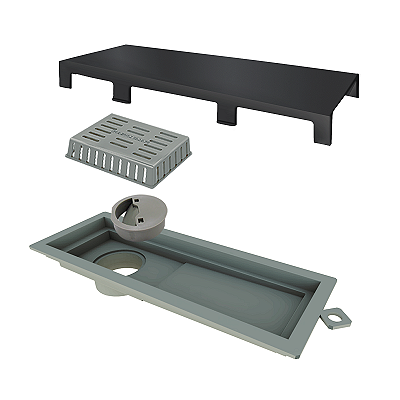 Elleve - Ralo Linear Tiny Pvc 25Cm Acab. Inox Grafite - 5563 - Ralo Linear