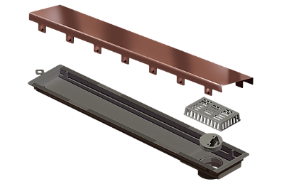 Elleve - Ralo Linear Versatile 50Cm Saida Central Inox Rose Gold - 8927 - Ralo Linear