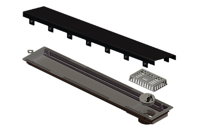 Elleve - Ralo Linear Versatile 50Cm Saida Central Inox Black Matte - 8930 - Ralo Linear