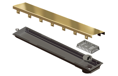 Elleve - Ralo Linear Versatile 50Cm Saida Central Inox Gold - 8926 - Ralo Linear