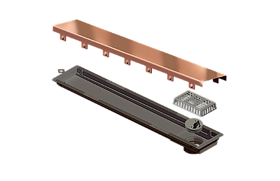 Elleve - Ralo Linear Versatile 50Cm Saida Central Inox Red Gold - 8928 - Ralo Linear