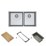 Cuba De Embutir E Sobrepor Em Aço Inox Linea Dupla 74X40 Cm Com Acessórios - 18631 - Franke