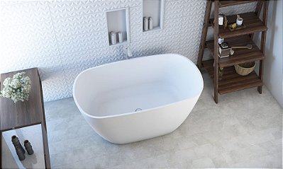 Banheira Olinda - Duramatt Fosco Acetinado Branco - Giroacqua Cor Especial - Sbbf00501010304 - Sabbia