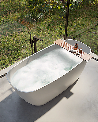 Banheira Amazonia - Duramatt Fosco Acetinado Branco - Giroacqua Dourado - Sbbf00901010302 - Sabbia