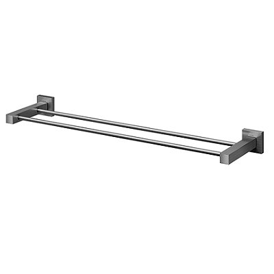 Porta-Toalhas Bastão Duplo Square Grafite Escovado - 00641870 - Docol