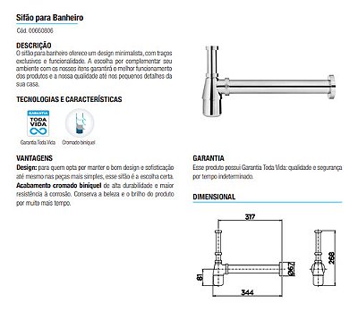 Sifão Para Banheiro - 00660806 - Docol