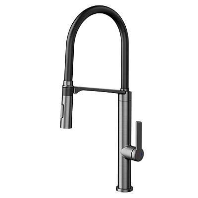 Monocomando Doc Grafite Escovado Com Mangueira Na Cor Preta - 006957Bd - Docol