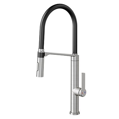 Monocomando Doc Inox Escovado Com Mangueira Na Cor Preta - 006957Bi - Docol