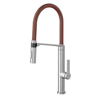 Monocomando Doc Inox Escovado Com Mangueira Na Cor Corten - 006957Bz - Docol