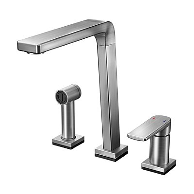 Monocomando Para Cozinha Com Ducha Manual Bistrô Tech Grafite Escovado - 00699470 - Docol