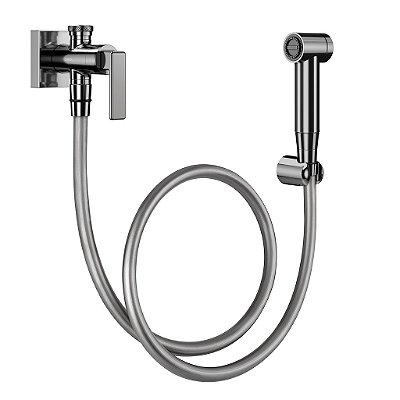 Ducha Higiênica Com Registro E Derivação Docol Stillo Grafite Polido - 00823748 - Docol