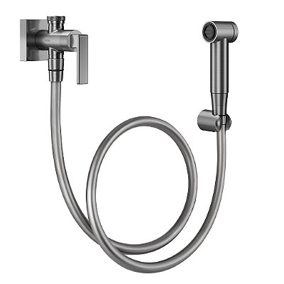 Ducha Higiênica Com Registro E Derivação Docol Stillo Grafite Escovado - 00823770 - Docol