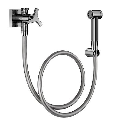 Ducha Higiênica Com Registro E Derivação Docol City Grafite Polido - 00876948 - Docol