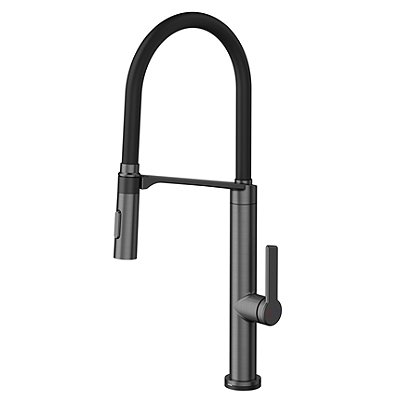 Monocomando Doc Tech Grafite Escovado Com Mangueira Na Cor Preta - 009073Bd - Docol