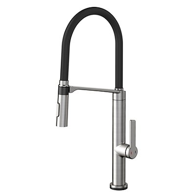 Monocomando Doc Tech Inox Escovado Com Mangueira Na Cor Preta - 009073Bi - Docol