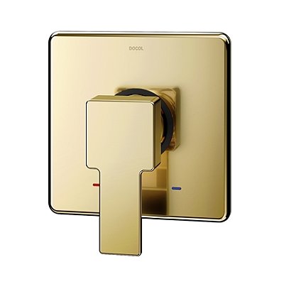 Acabamento Monocomando Para Chuveiro E Ducha Higiênica Base De Edge Ouro Polido - 01003243 - Docol
