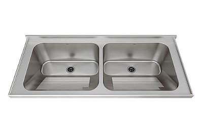 Tampo Lavanderia Com Área Rebaixada E Tanque Duplo Tl Ct-60 Td 1.0 Escovada Bk 2.5 140X60X28 - 1072616 - Mekal