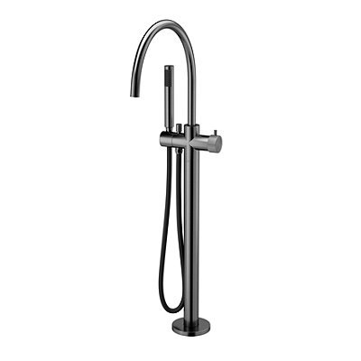 Misturador Monocomando De Piso Para Banheira Com Ducha Grafite Escovado - 01594270 - Docol