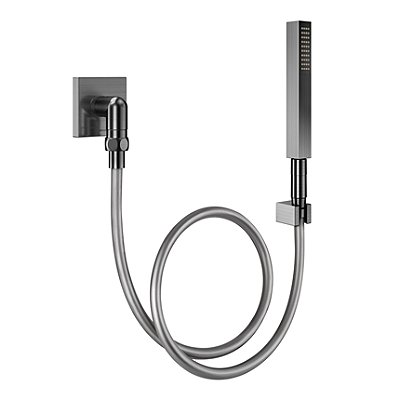 Ducha Manual Square Com Joelho 90º Em Grafite Escovado - 01834770 - Docol