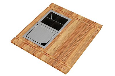 Tábua De Madeira Teca Com Mini Container E Mini Porta Utensilios - Retta - 2061400 - Mekal