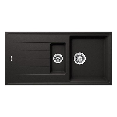 Cuba Dupla De Quartzo Com Escorredor  203E - Black Sand - ARE-CQ203-E-01 - ARELL