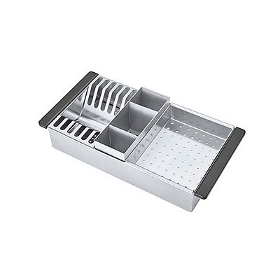 Escorredor Inox Escovado E01 Com Kit Acessórios - ARE-E01-PLUS - ARELL