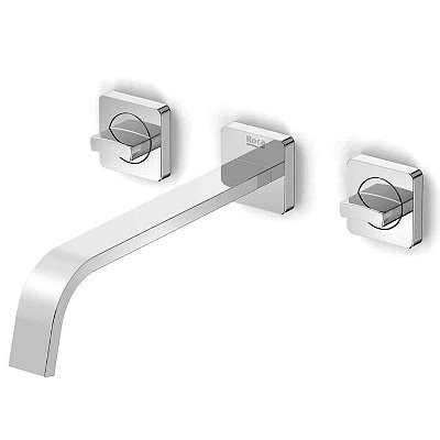 Misturador para lavatório de parede com válvula de escoamento Virtus CROMADO - A5A459DC0C - ROCA