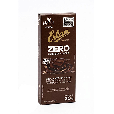 Chocolate Ao Leite Erlan Zero Sabor Avelã com Castanha de Caju