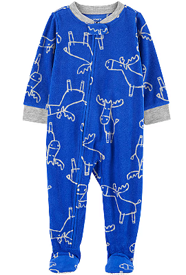 Carter's - Macacão de Fleece - Azul com Estampa de Alces Cinza