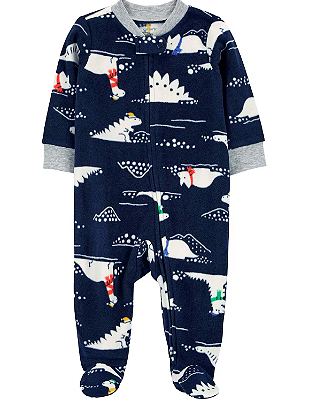 Carter's - Macacão de Fleece - Azul Marinho com Estampa de Dinossauro