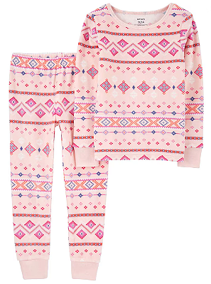 Carter's - Conjunto de Pijama em Fleece - Rosa com Estampa Étnica
