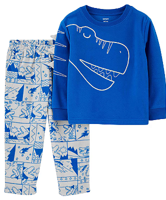 Carter's - Conjunto de Pijama em Fleece - Azul com Estampa de Dinossauros