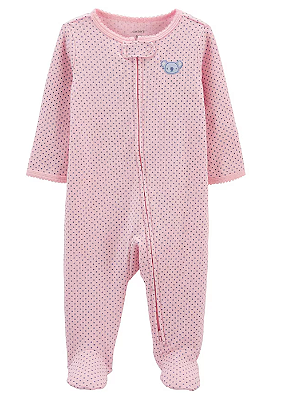 Carter's - Macacão de Algodão - Rosa de Bolinhas com Bordado de Coala