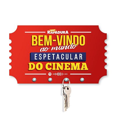 Porta Chaves 21x12cm Cinema com Rapadura - Mundo espetacular do cinema (VERMELHO)