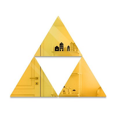 Espelho Decorativo feito em Acrílico Espelhado Dourado (58x24cm) - Triângulos
