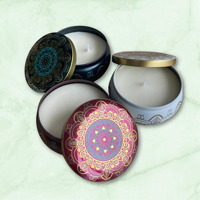 VELA LATA METAL DECORADA - 250G