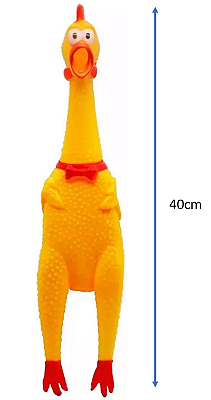 Galinha Frango De Borracha Mordedor Pet Com Som Apito 40cm